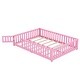 preview thumbnail 8 of 7, Queen Size Bed Floor Bed with Safety Guardrails and Door for Kids