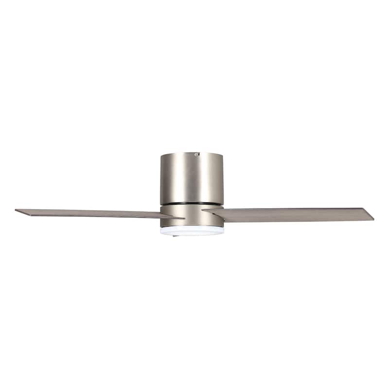 48" Modern Low Profile 3-Blade Flush Mount LED Ceiling Fan with Light and Remote - 48 in