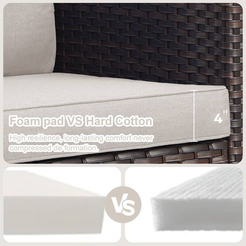 Gymojoy Wicker Swivel Glider Chair with 4 inch Olefin Cushions