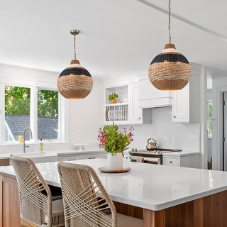 Dylan 14" Wide 3-Light Chandelier Woven Shade Modern/Contemporary Dome Hanging Pendant Light - 18 Wide