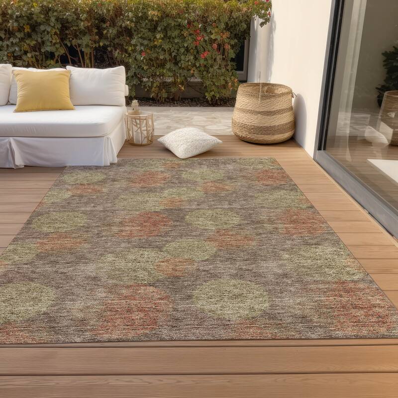 Machine Washable Indoor/ Outdoor Boho Sphere Chantille Rug - Brown - 2'6" x 3'10"