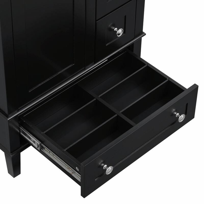 24" Bathroom Vanity with Ceramic Sink, Soft-Close Drawers, Soft-Close Door & Door-Mounted Shelf