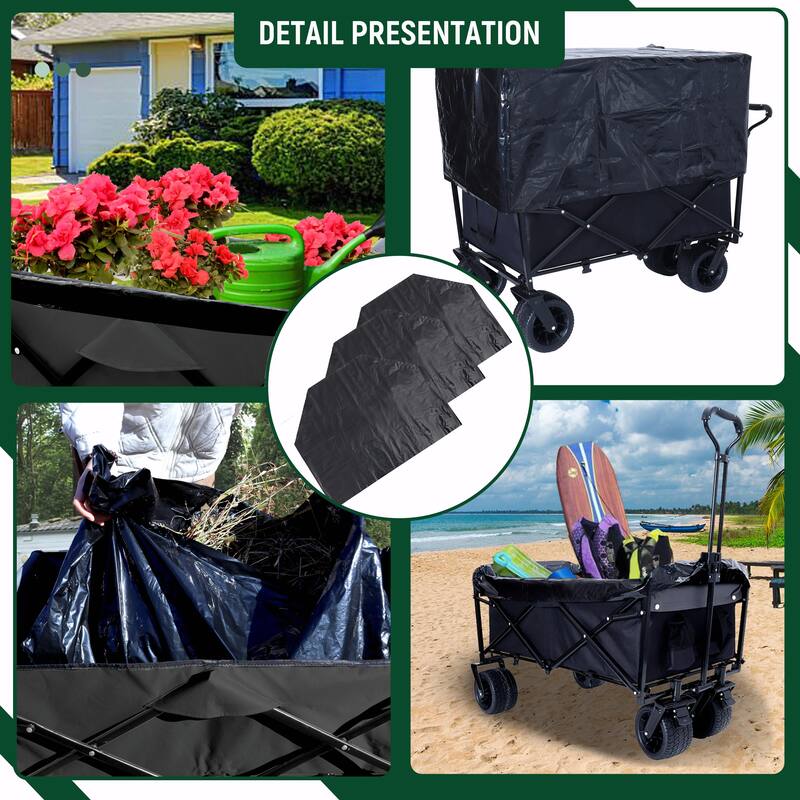 440lbs Collapsible Foldable Wagon Cart - Beach Wagon, Utility Cart, Grocery Cart