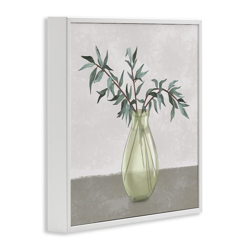 Stupell Vase And Plant Neutral Grey Design Framed Giclee Art Design By Ziwei Li