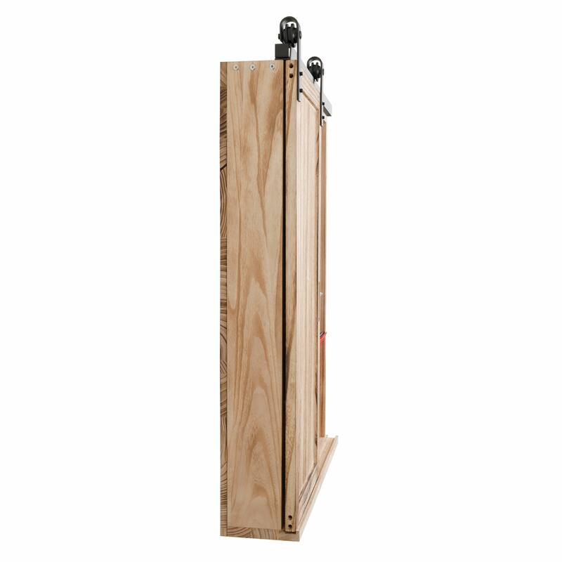 OS Home and Office Furniture Model Solid Wood Barn Door Style Wall Organizer with Corkboard and Letter and Key Storage