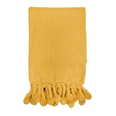Woven Cotton Pom Pom Throw