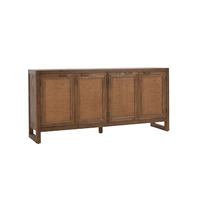 Logan 68 Inch Sideboard Buffet Cabinet, 4 Doors, Pinewood, Natural Brown