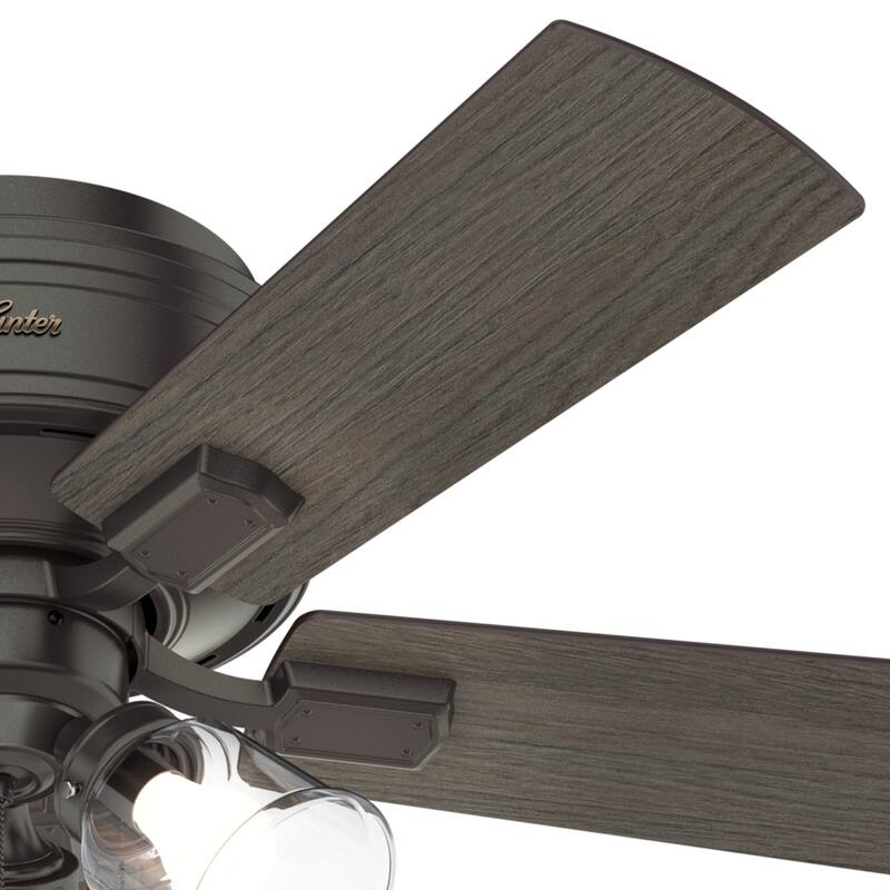 Hunter 42" Crestfield Low Profile Ceiling Fan with 3-Light LED Light Kit and Pull Chain - Casual, Farmhouse, Rustic