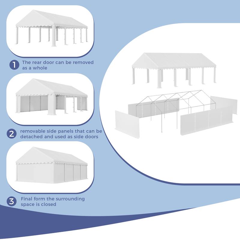 20' x 40' Large Patio Wedding Party Tent with 12 Removable Sidewalls Outdoor Gazebo Event Shelter Canopy with Carry Bags
