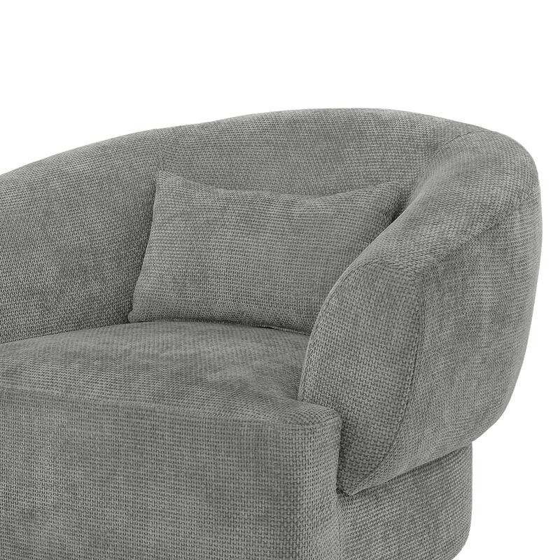 Set of 2 Chenille Upholstered Swivel Barrel Accent Chair with Solid Wood Base for Living Room