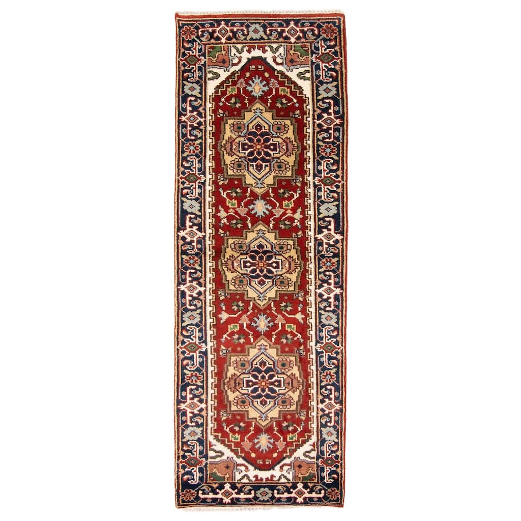 ECARPETGALLERY Hand-knotted Serapi Heritage Red Wool Rug - 2'6 x 7'9