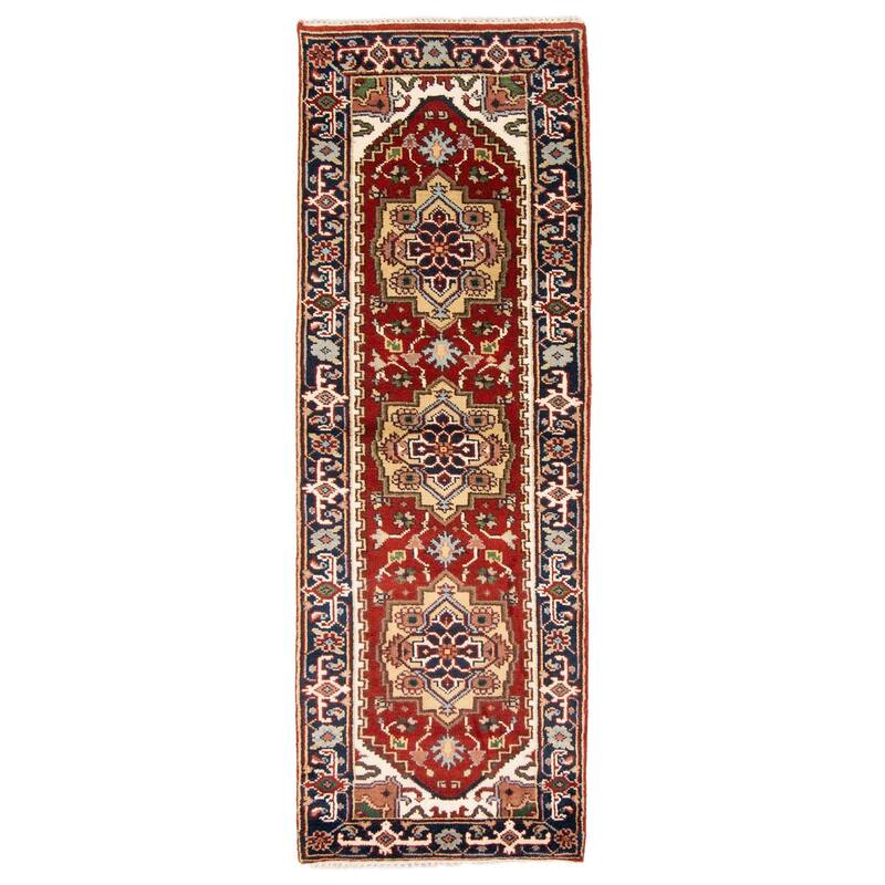 ECARPETGALLERY Hand-knotted Serapi Heritage Red Wool Rug - 2'6 x 7'9