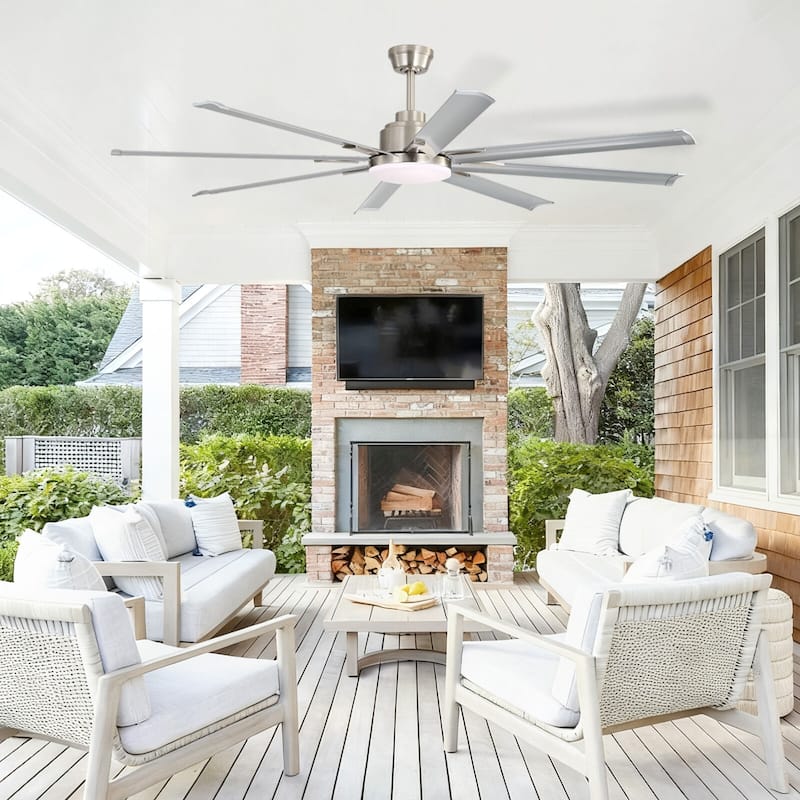 52"/66"/72"/76 Inch Modern Ceiling Fan with Dimmable LED Light ,Remote&APP Control,8 Blades for Large Living Room,Porch