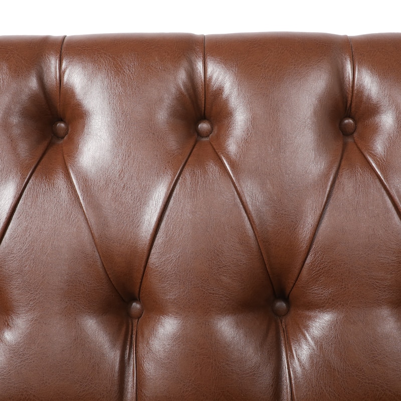 Cantrell Contemporary Faux Leather Tufted Loveseat by Christopher Knight Home