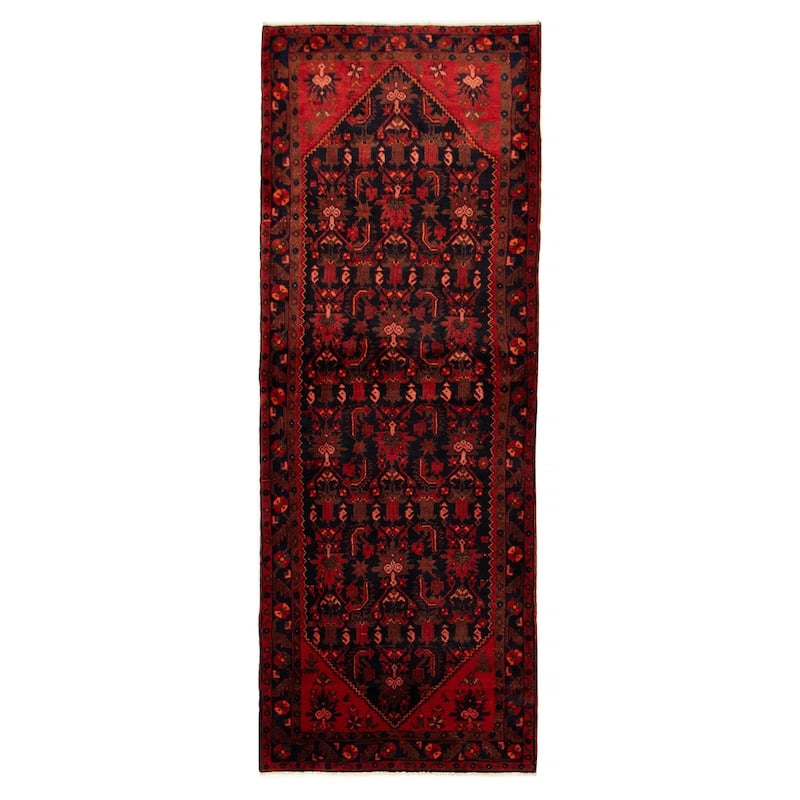Andelz Navy, Red Rug 3'8" x 9'10" - 3'8 x 9'10 - Dark Navy/ Red - 3'8 x 9'10