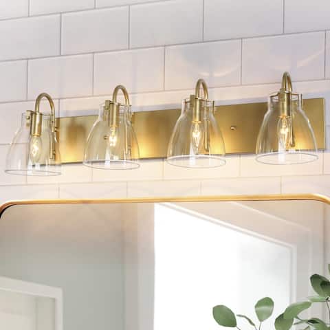 Glava Modern Gold Linear Bathroom Vanity Lights Glass Wall Sconces