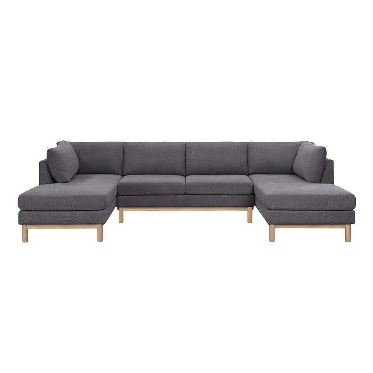 Hallie Sherpa 124" Wide Double Chaise U-Shape Sectional Sofa