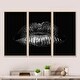 preview thumbnail 12 of 12, Designart "Sexy Golden Metallized Female Lips I" Modern Framed Canvas Wall Art Set of 3 - 4 Colors of Frames 36 in. wide x 20 in. high - 3 Panels - Maple