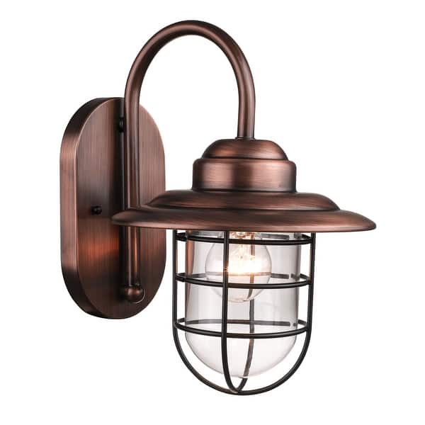 slide 1 of 1, Miellnium Lighting R Series 8.5" 1 Light Natural Copper Indoor / Outdoor Wall Sconce Natural Copper