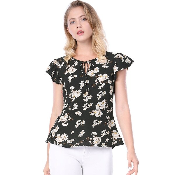 black floral peplum top