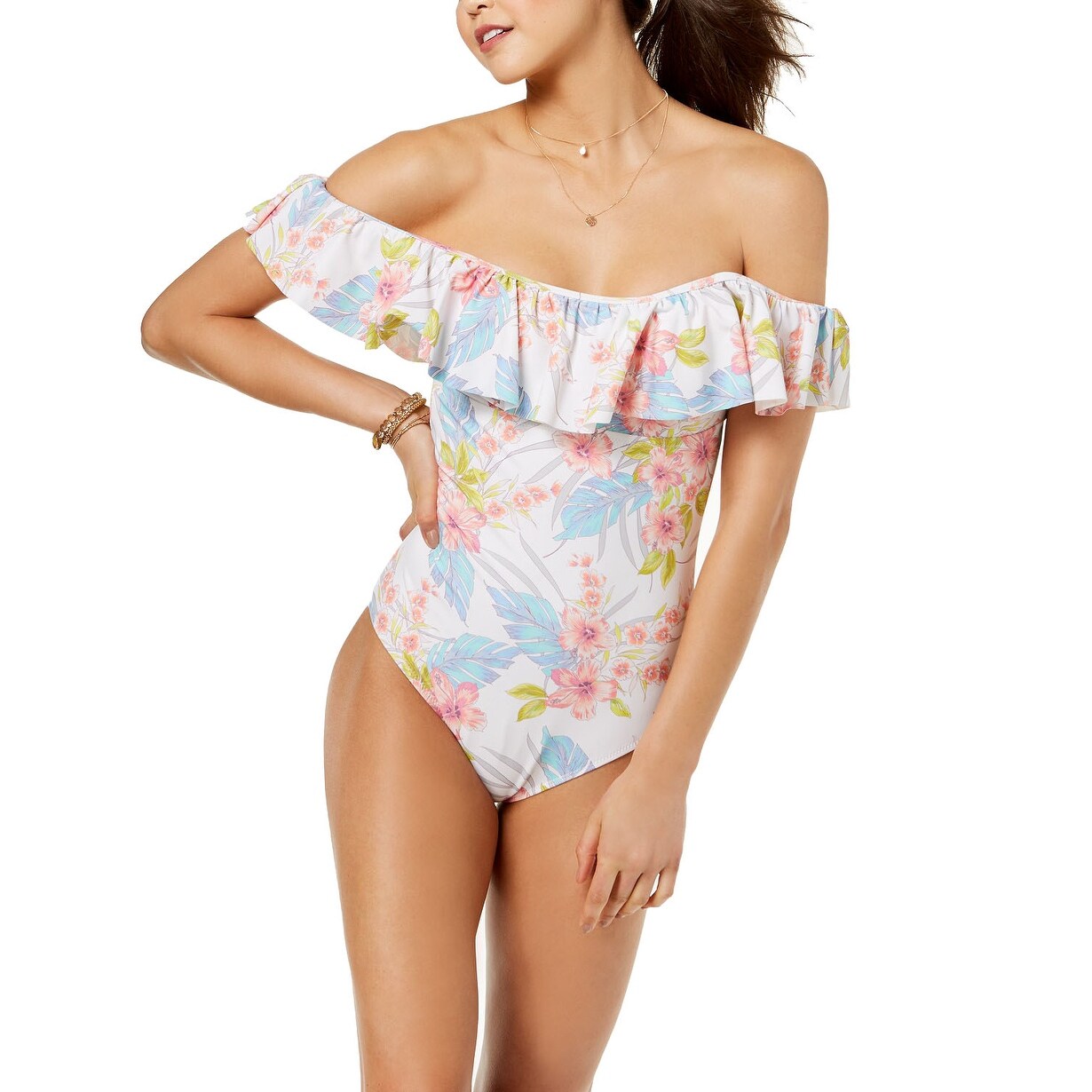 Shop Raisins Juniors Off The Shoulder Ruffle Cheeky One Piece Swimsuit Medium Medium Free Shipping On Orders Over 45 Overstock 29049792