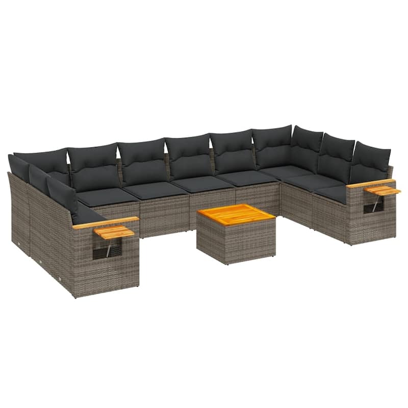 vidaXL Patio Sofa Set with Cushions Outdoor Conversation Furniture Poly Rattan