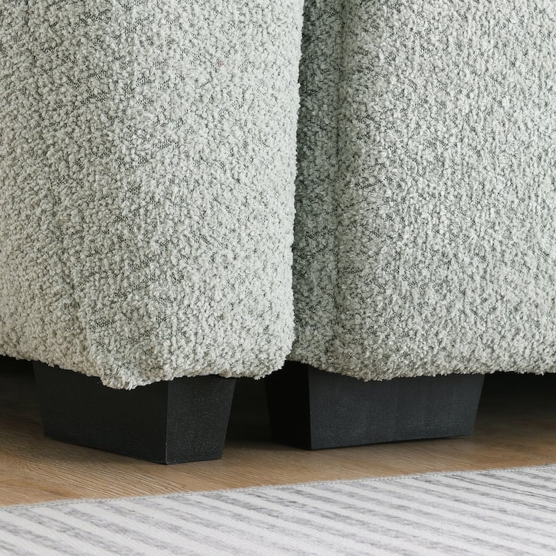 Roomfitters 110" Modular Sectional Sofa, L-Shaped Couch with Extra-Large Seat, Movable Ottoman, Boucle Upholstery