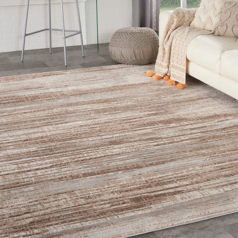 Nourison Elation Modern Abstract Stripe Area Rug - 10' x 14' - Ivory/Grey - Rectangle