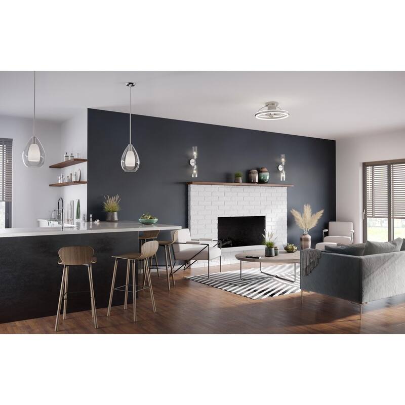 Carillon Collection One-Light Brushed Nickel Contemporary Pendant - 9.87 in x 9.87 in x 14.25 in