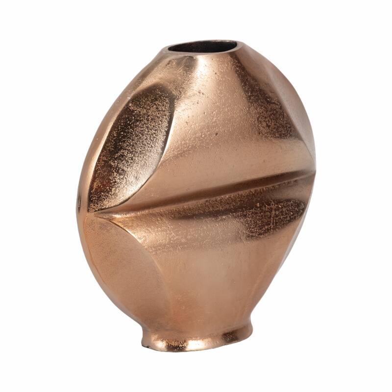Metal Byram Slit Design Decorative Vase - Champagne, 14 in.