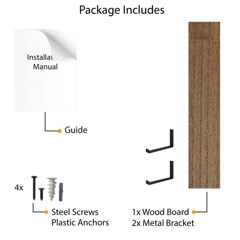 Wallniture Forte Wood Board 60" Long, 11.25'' Deep, 1.5" Thick, Wood Floating Shelf for Wall with Heavy Duty Metal Brackets, 1pc