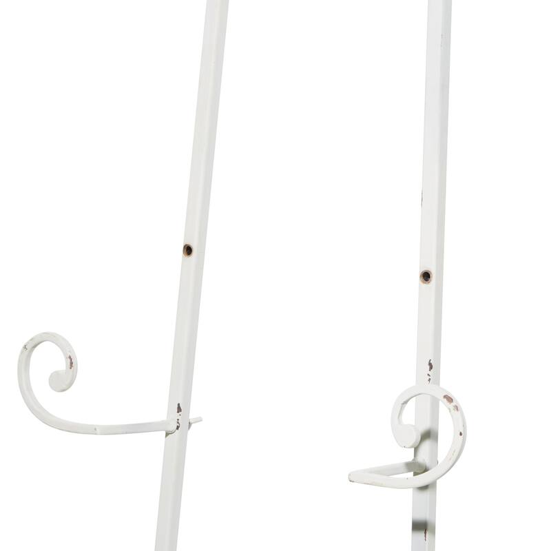 Metal Scroll Large Adjustable 3 Tier Display Easel with Chain Support - White - Roche River Decor