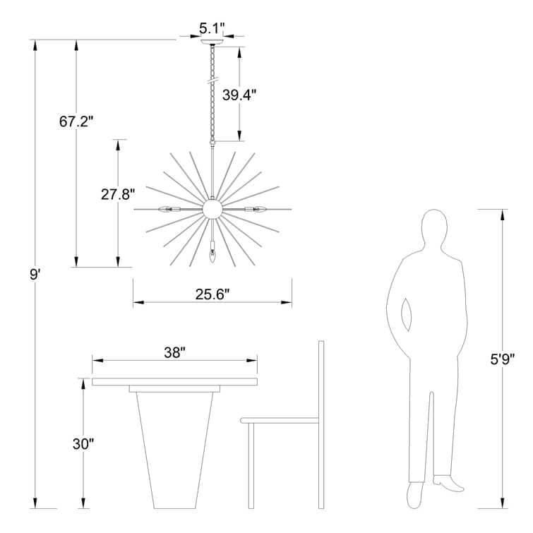 Maxax 7-Light Sputnik Sphere Chandelier with Wrought Iron Accents