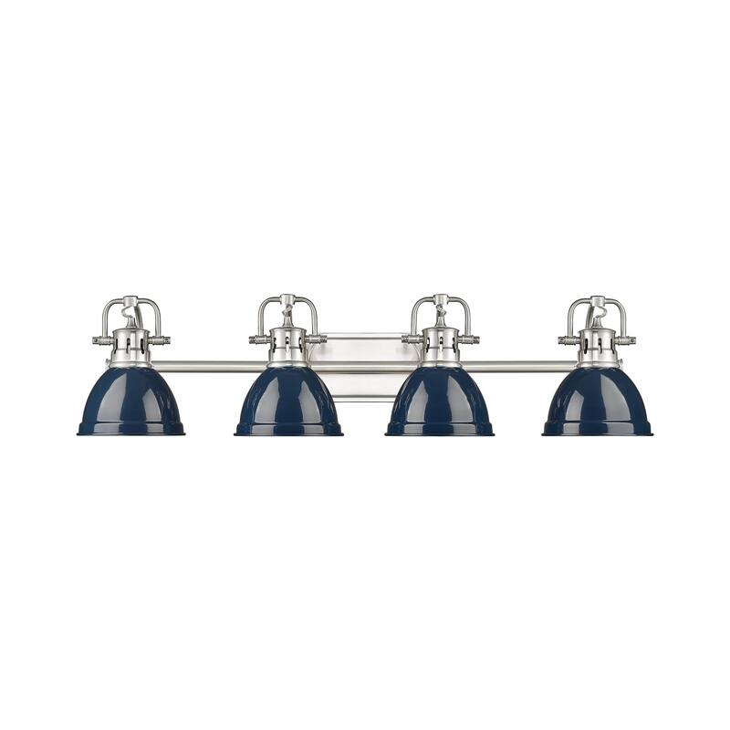 Yep by Golden Lighting Duncan 4-light Vanity in Pewter and Navy Blue shade