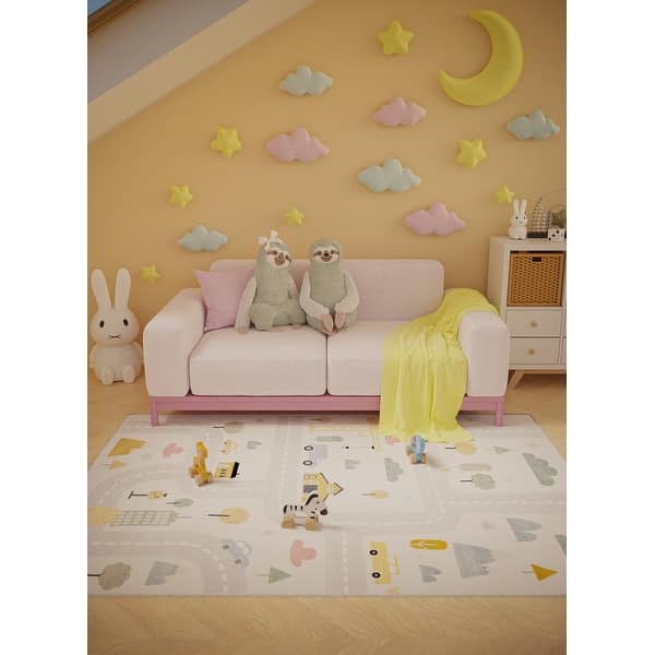 slide 2 of 4, Ginza Six Washable Roadmap In the Valley Kids Rug