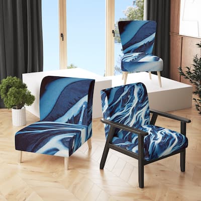 Designart "Beautiful Mixed Abstract Fluid V" Upholstered Modern Accent Chair and Arm Chair