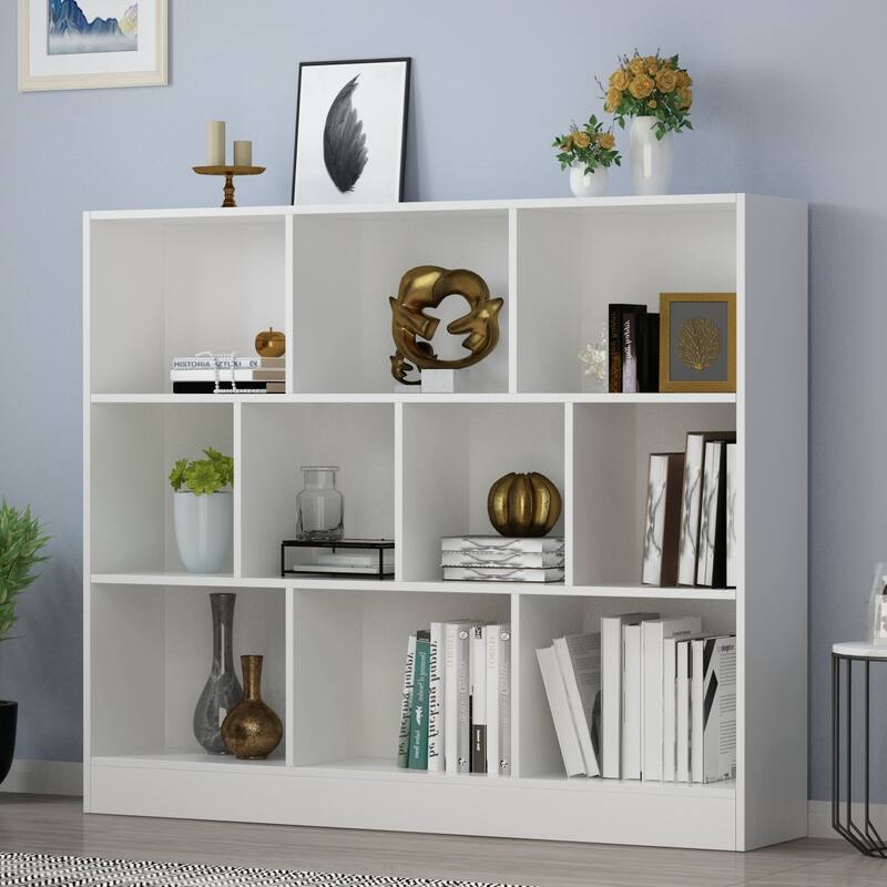 31.5" x 9.4" Bookcase with 3-tier for display - 47.2" x 9.4"