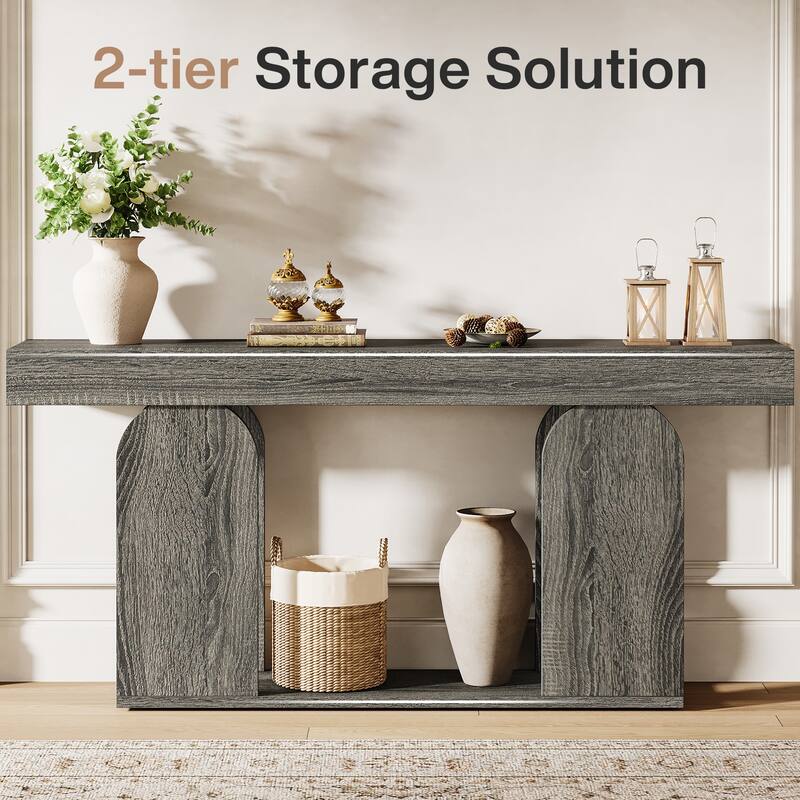 70.9" Console Table, Wood Sofa/Entryway Table with Storage Shelf, Living Room Hallway Foyer Behind Couch