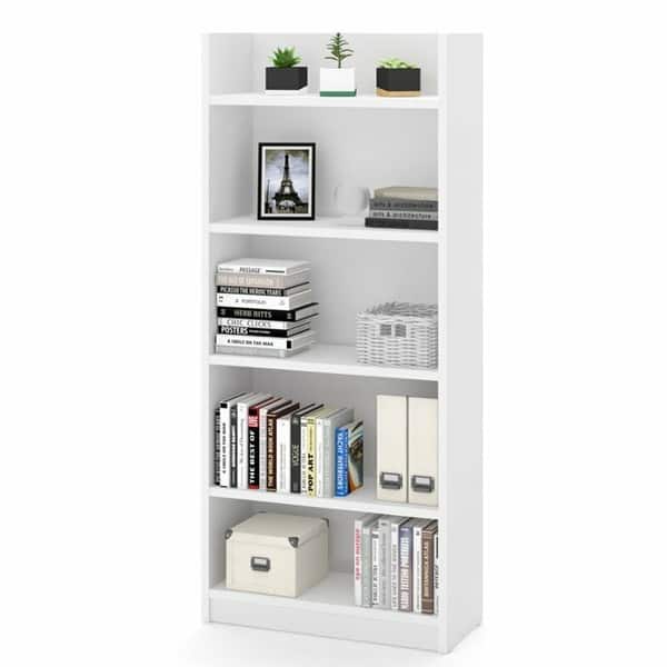 5 Shelf Bookcase Adjustable Shelves White 52 x 63 Bed Bath & Beyond