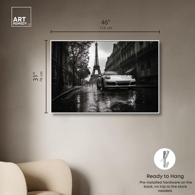 Driving in the Rain Paris Canvas by Art Remedy