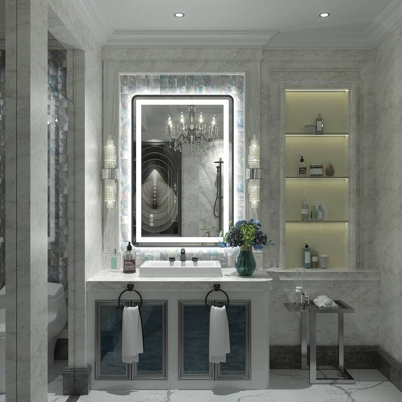 UL Certified Black Metal Framed LED Front Light and Backlit Anti-Fog Wall Bathroom/ Vanity Mirror