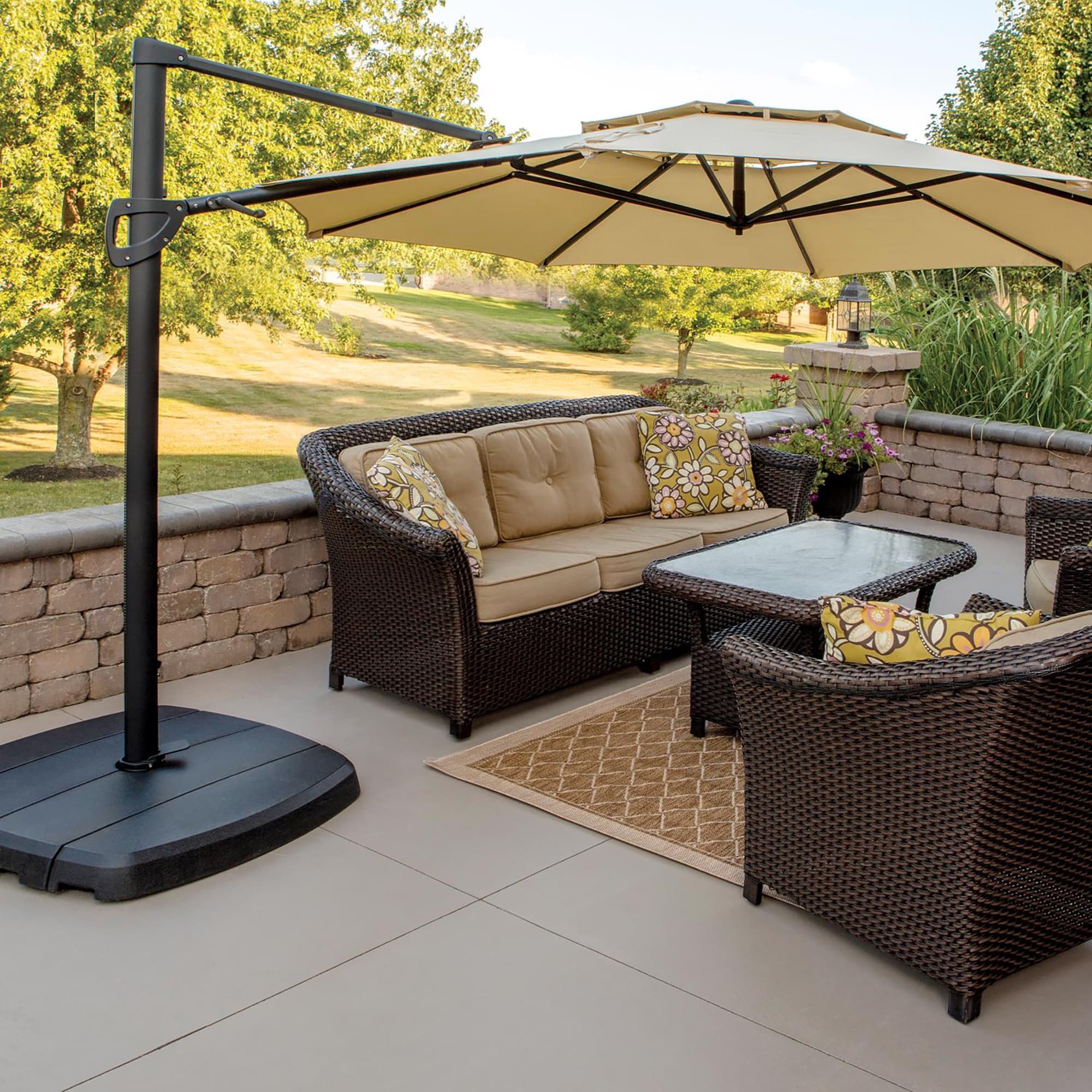 living accents patio umbrella Tiltable Lighted Solar This sophisticated market umbrella boasts a generous 9 Living Accents Umbrella Cover, 100"