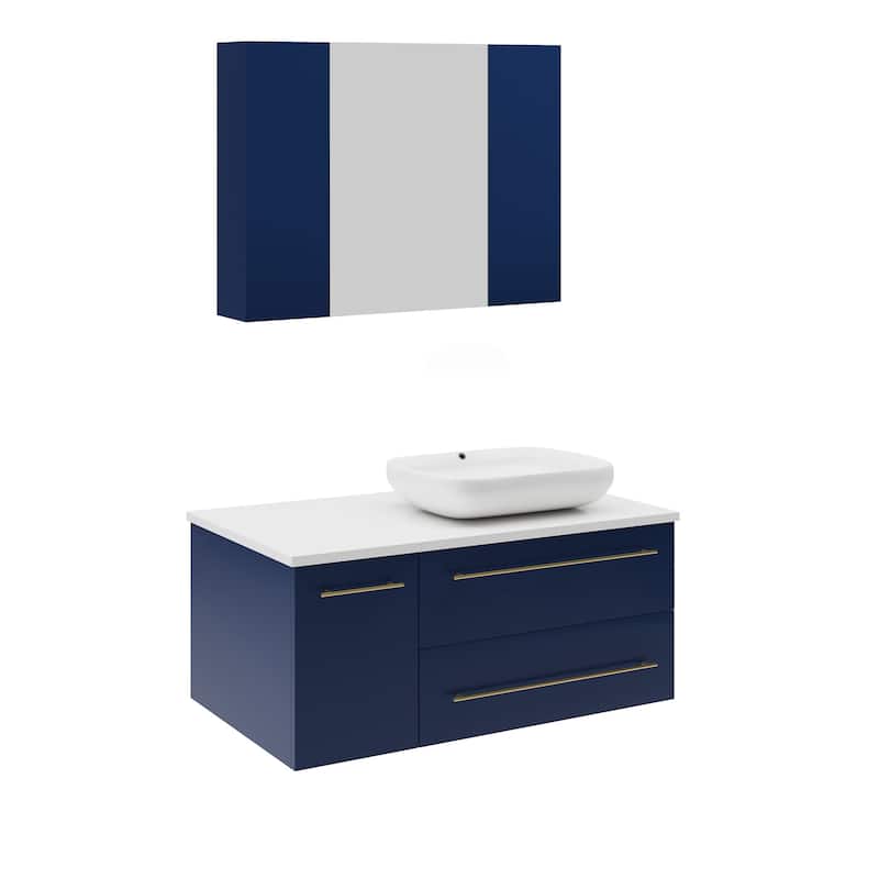 Fresca Lucera 36" Wall Mounted Single Basin Vanity Set with Cabinet,