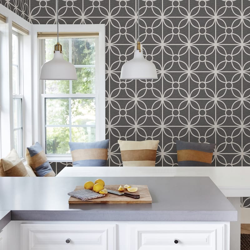 A-Street Prints Savvy Black Geometric Wallpaper