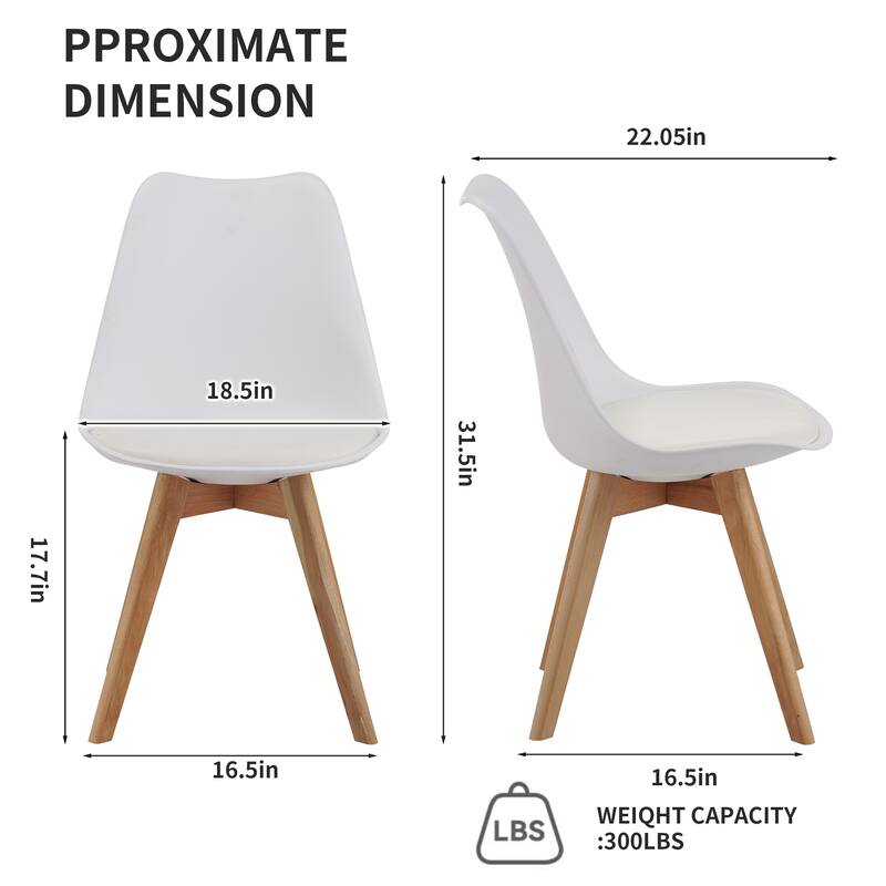 White Dining Chair Simple Kitchen Chair Accent Chair Office Chair Dressing Chair Coffee Chair Lounge Chair with Wood Legs