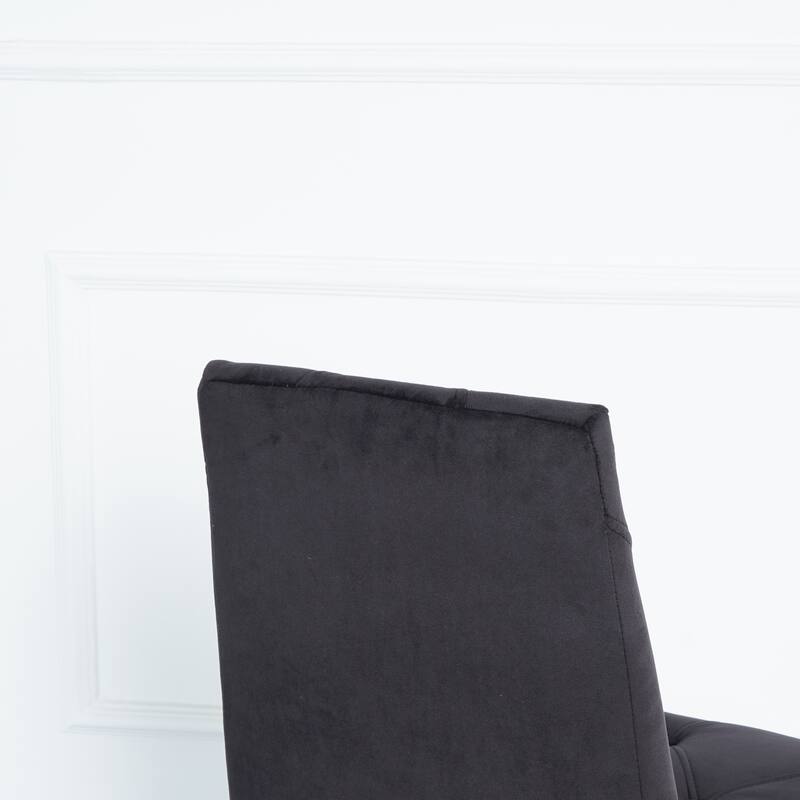 Modern Dining Room Chairs Chrome Legs Black Velvet Fabric Dining Chairs