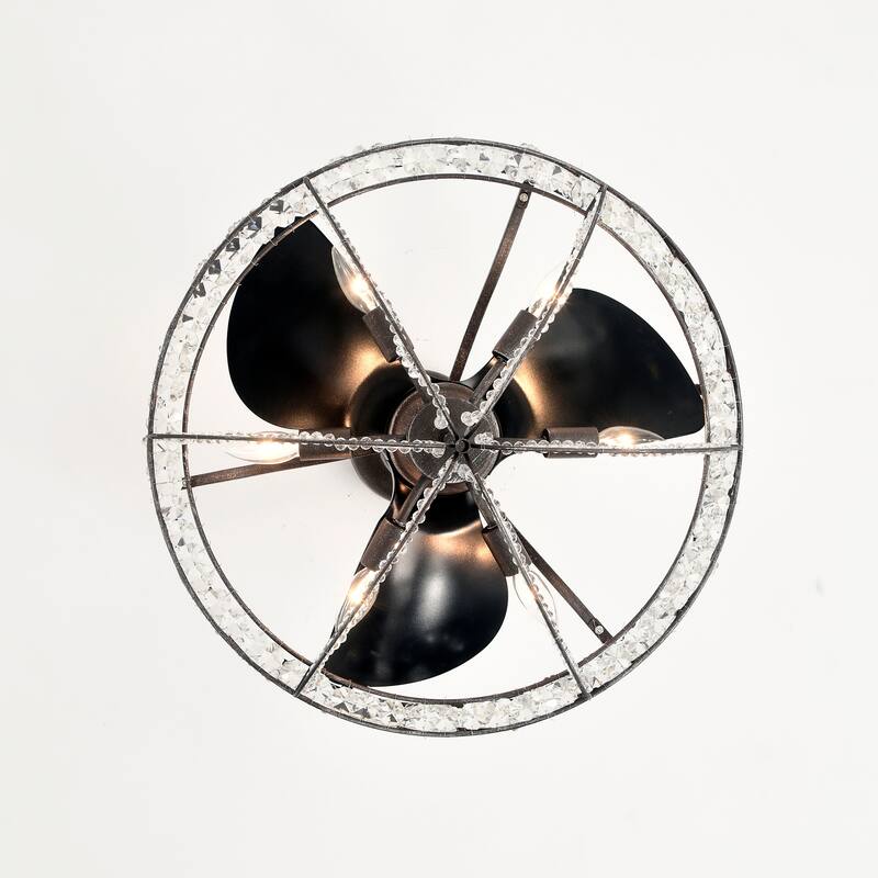 Sandi 24 Inch Glam Crystal Fandelier 6 Light with Remote