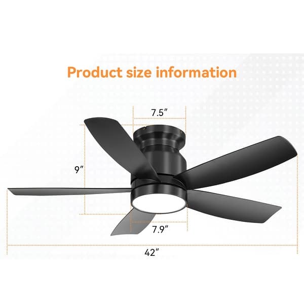 dimension image slide 0 of 4, Sofucor 42'' Gold Flush Mount Ceiling Fan Lights Kit with Remote Quiet Reversible DC - 42