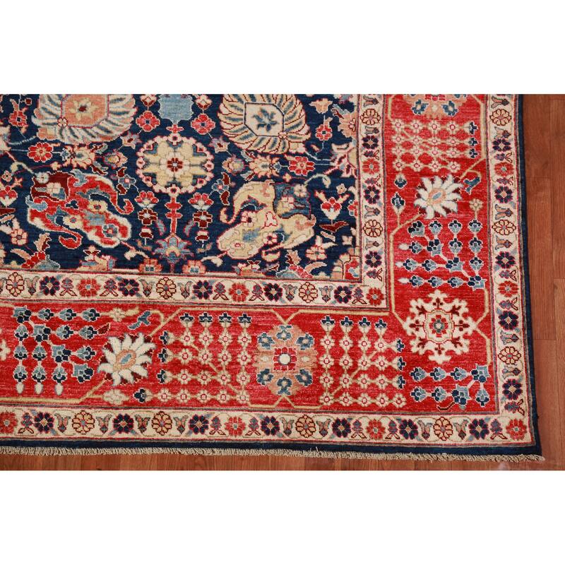 Vegetable Dye Navy Blue Heriz Serapi Oriental Rug Handmade Wool Carpet - 8'4"x 9'10"