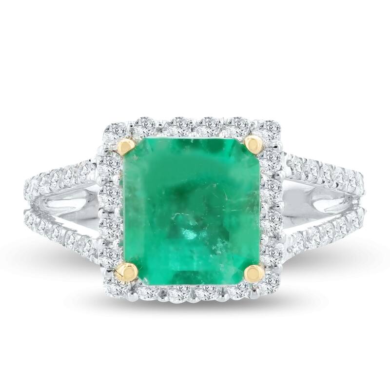 Auriya 18k White Gold 2 1/3ct Emerald and 3/4ct TDW Diamond Ring